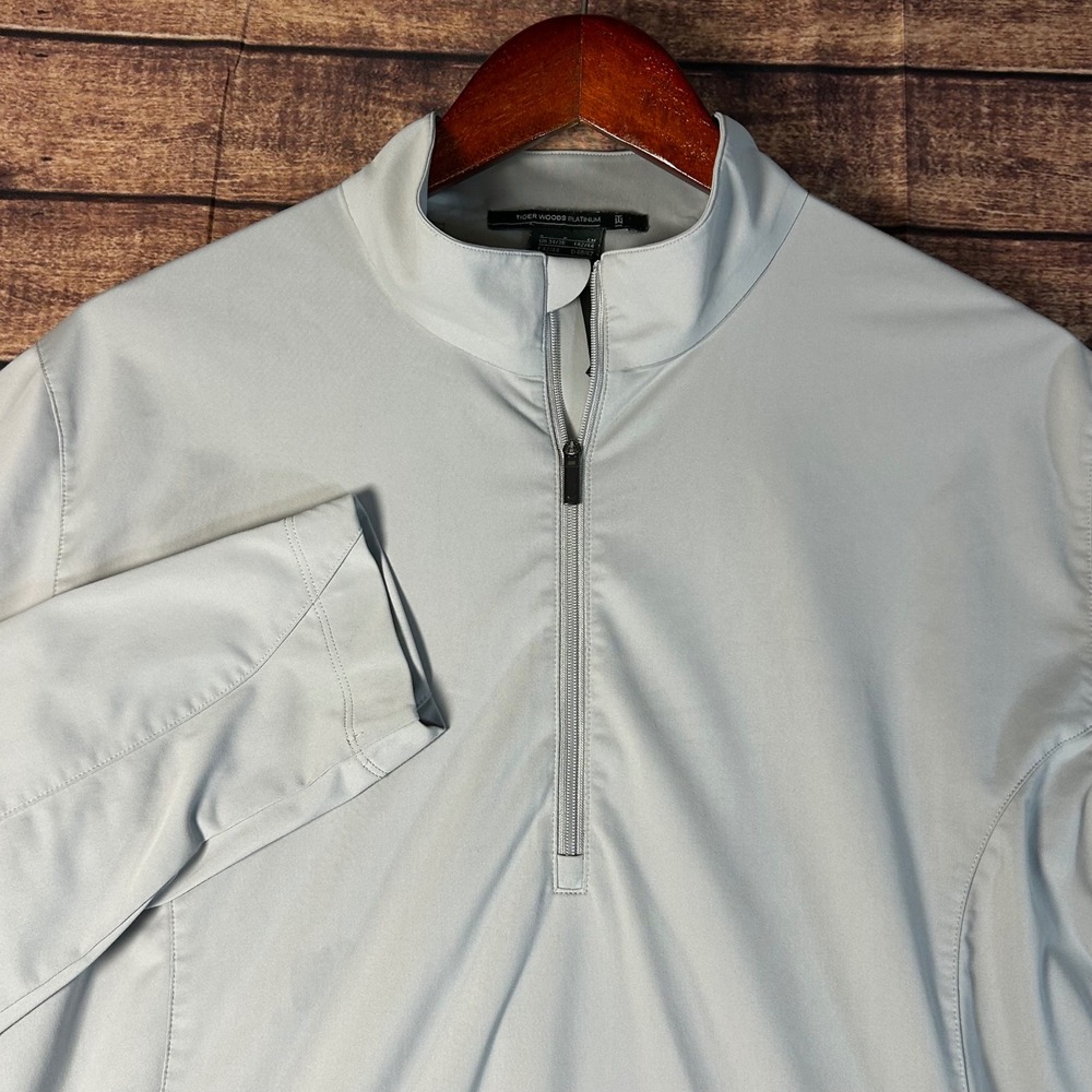Nike Tiger Woods Platinum Dri-FIT Quarter Zip Golf Pullover Gray Mens Small